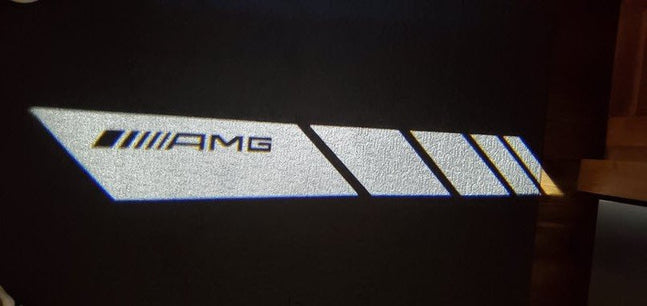 Sigla cu LED de curtoazie pentru lumina baltă pentru oglindă pentru Mercedes-Benz „AMG” 