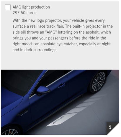 Sigla cu LED de curtoazie pentru lumina baltă pentru oglindă pentru Mercedes-Benz „AMG” 