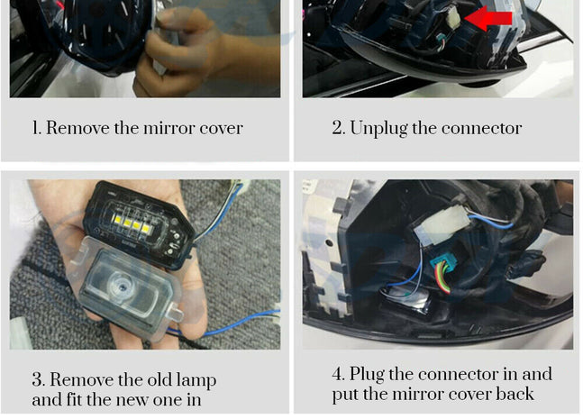 Sigla cu LED de curtoazie pentru lumina baltă pentru oglindă pentru Mercedes-Benz „AMG” 